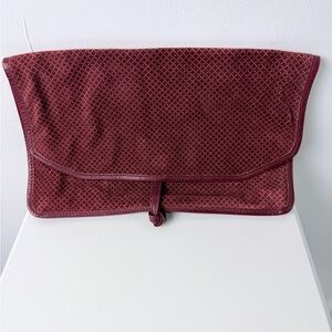 Sergio Tacchini Vintage Clutch Bag Made in Italy Genuine Leather Burgundy Purse